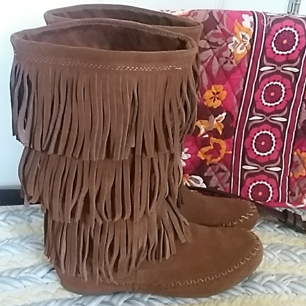 Brown Suede Fringe Boot